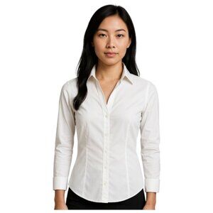 Antonio Melani ATM XS White Button Down Long Sleeve Fitted Shirt